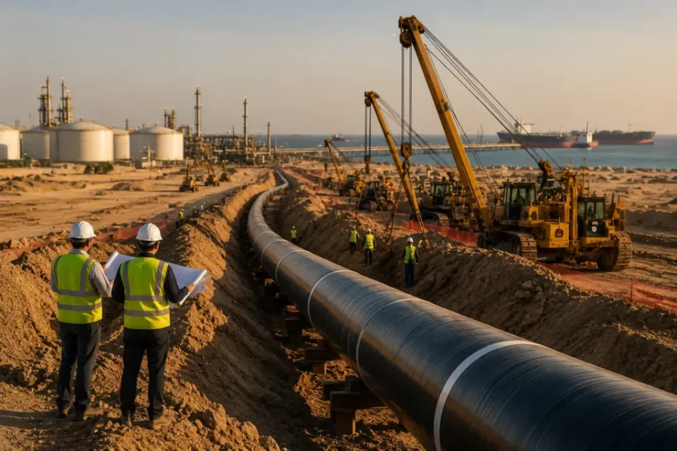 Pipeline construction in the desert